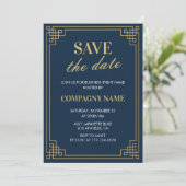 Zakelijke feest uitnodiging Save the date Navy (Staand voorkant)