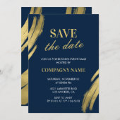 Zakelijke feestuitnodiging Save the date Navy Gold Kaart (Voorkant / Achterkant)