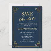 Zakelijke feestuitnodiging Save the date Navy Kaart (Voorkant)