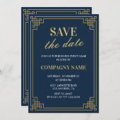 Zakelijke feestuitnodiging Save the date Navy Kaart (Voorkant / Achterkant)