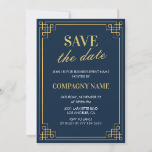 Zakelijke feestuitnodiging Save the date Navy Kaart
