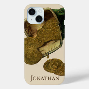 Zakelijke financiën uit het verleden, gouden muntg iPhone 15 case