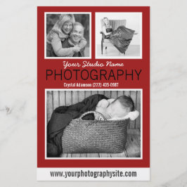 Zakelijke folder van fotograaf met drie foto's