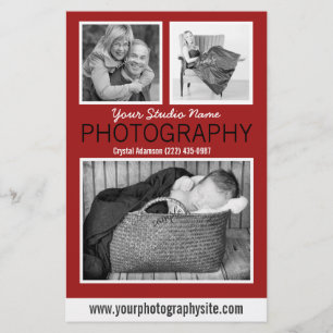 Zakelijke folder van fotograaf met drie foto's
