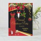 Zakelijke formele kerstfeestviering Rood 2 Kaart (Staand voorkant)
