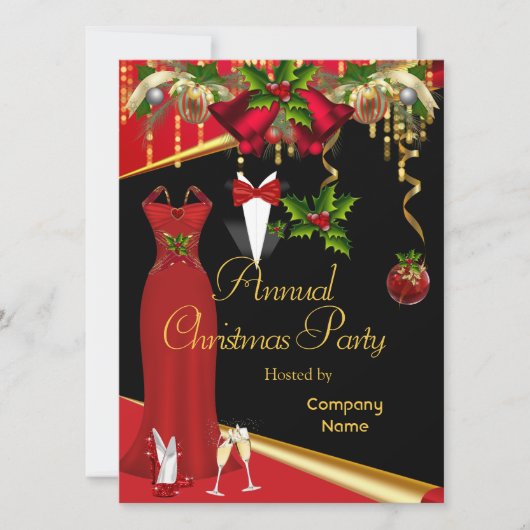 Zakelijke formele kerstfeestviering Rood 2 Kaart (Voorkant)