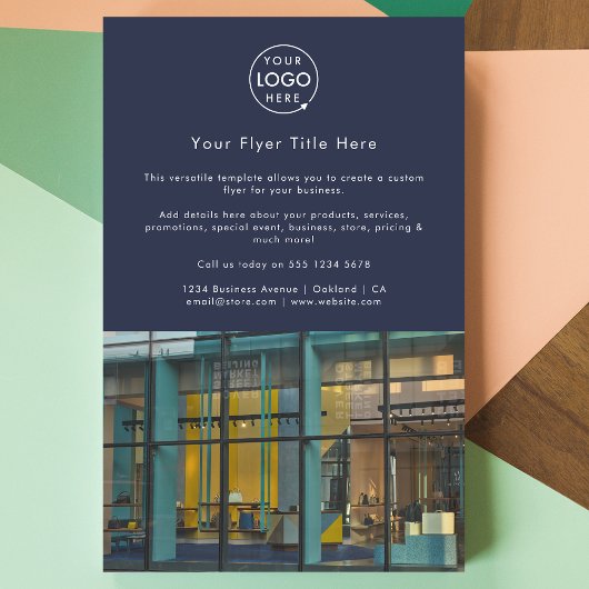 Zakelijke foto-folder | Navy blauwe marketingfolde Flyer