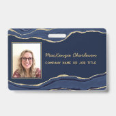 Zakelijke foto ID naam Blue Marble Agate Geode Badge (Voorzijde)