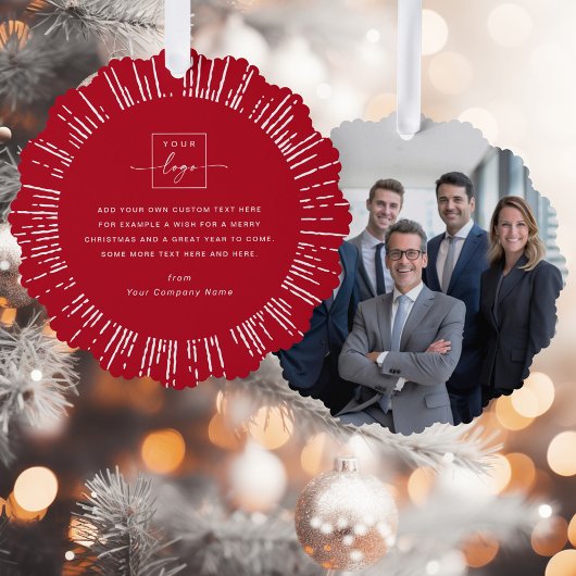 Zakelijke foto logo deep red Vrolijk kerstfeest Ornament Kaart