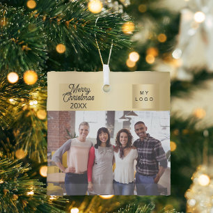 Zakelijke foto logo gold Christmas Glas Ornament