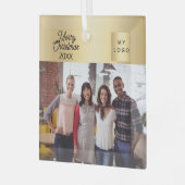 Zakelijke foto logo gold Christmas Glas Ornament (Voorkant links)
