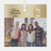 Zakelijke foto logo gold Christmas Glas Ornament (Voorkant)