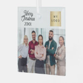 Zakelijke foto logo Kerst modern Glas Ornament (Voorkant links)