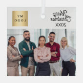 Zakelijke foto logo Kerst modern Glas Ornament (Achterkant)