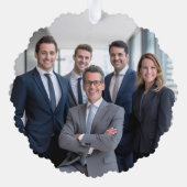 Zakelijke foto logo pine groen Vrolijk kerstfeest Ornament Kaart (Achterkant)