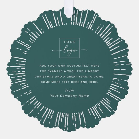 Zakelijke foto logo pine groen Vrolijk kerstfeest Ornament Kaart (Voorkant)