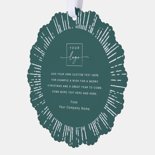 Zakelijke foto logo pine groen Vrolijk kerstfeest Ornament Kaart (Links)