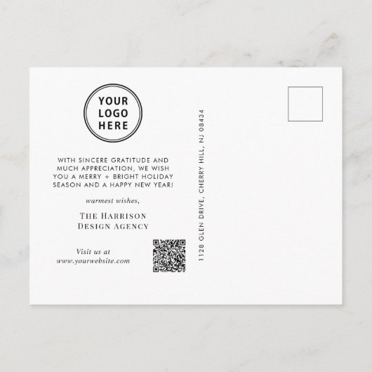 Zakelijke foto Logo QR Code Corporate Christmas Feestdagenkaart (Achterkant)