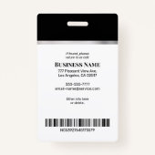 Zakelijke foto naam Logo Info, zwart & zilver Badge (Achterkant)