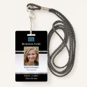 Zakelijke foto naam Logo Info, zwart & zilver Badge (Voorkant met draagriem)