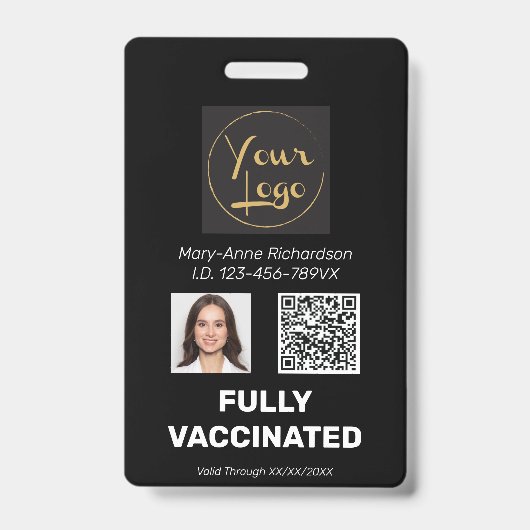 Zakelijke foto QR-code vaccinatie-ID Badge (Voorzijde)