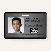 Zakelijke fotobadge - Zwart penseel Badge (Voorkant)