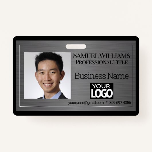 Zakelijke fotobadge - Zwart penseel Badge (Voorkant)