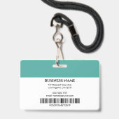 Zakelijke fotonaam Logo-info, turquoise en wit Badge (Achterkant met lanyard)