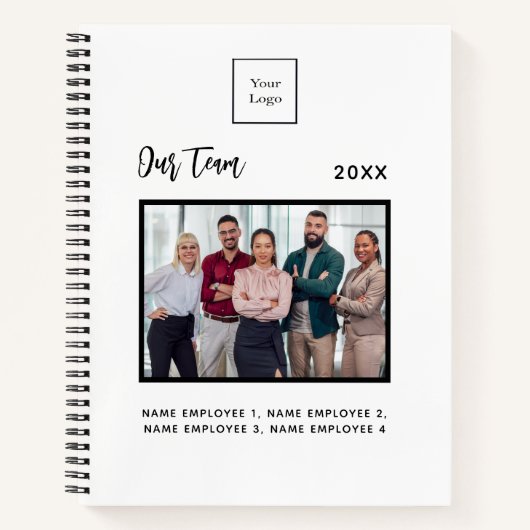 Zakelijke fototeamleden naam wit  notitieboek (Voorkant)