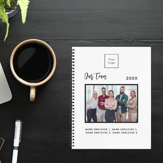 Zakelijke fototeamleden naam wit  notitieboek