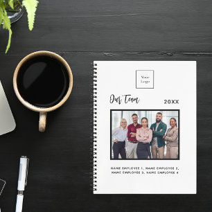 Zakelijke fototeamleden naam wit notitieboek