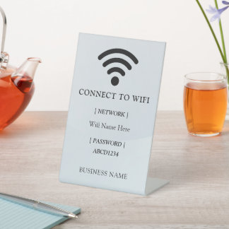 Zakelijke gast WiFi-wachtwoord en -netwerk Reclamebord Met Voetstuk