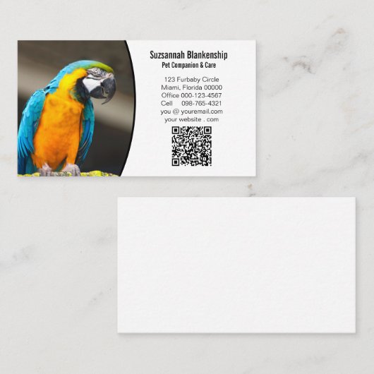 Zakelijke gegevens met QR-code en aangepaste foto Visitekaartje (Voorkant / Achterkant)