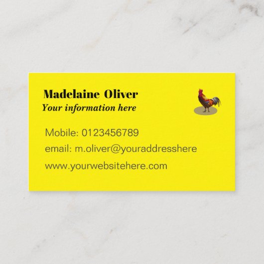 Zakelijke gele kip liet je kijken visitekaartje (Achterkant)