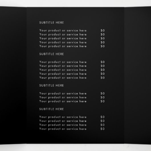 Zakelijke gemoderniseerde zwarte gevouwen brochure drieluik kaart (Binnenkant midden)