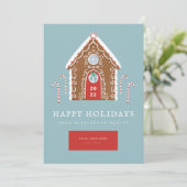 Zakelijke Gingbread Cottage Onroerend Goed Feestdagenkaart (Staand voorkant)