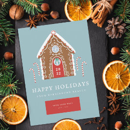 Zakelijke Gingbread Cottage Onroerend goed Feestdagenkaart