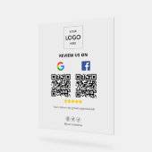 Zakelijke Google Facebook Review QR-code Acryl Bord (Hoek)