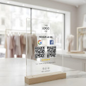 Zakelijke Google Facebook Review QR-code Acryl Bord