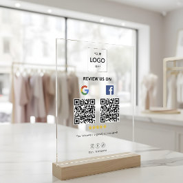 Zakelijke Google Facebook Review QR-code Acryl Bord