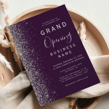 Zakelijke Grand Opening Donker Paars Zilver Glitte