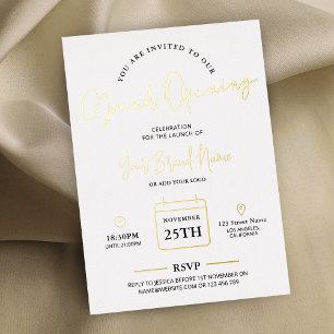 Zakelijke Grand Opening Luxe Minimaal Goud Folie Uitnodiging