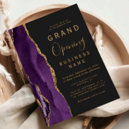 Zakelijke grand opening paars goud agaat donker kaart