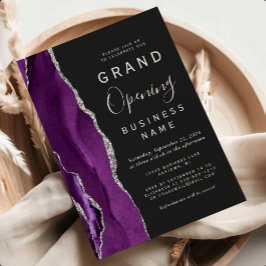 Zakelijke grand opening paars zilver agaat donker kaart