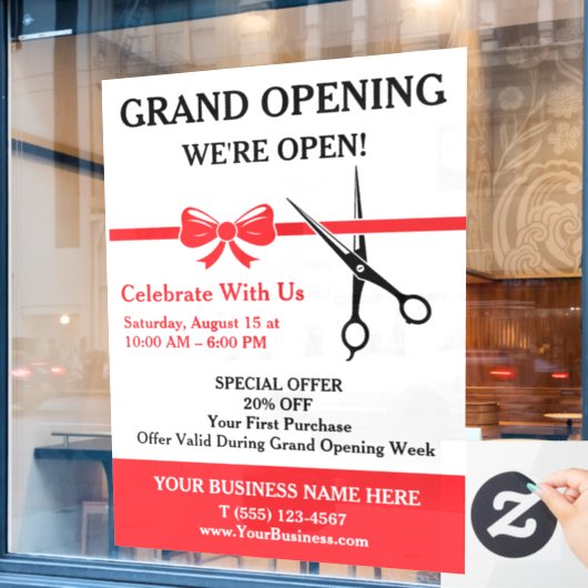 Zakelijke Grand Opening Raamsticker (Cafe Raam)