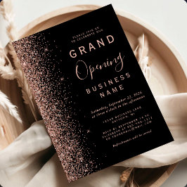 Zakelijke Grand Opening Zwarte Roos Gouden Glitter Kaart