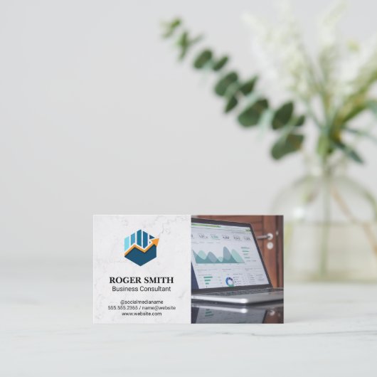 Zakelijke Groeigrafiek | Financieel Laptop Visitekaartje (Staand voorkant)