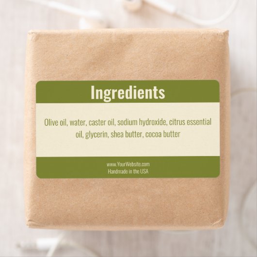 Zakelijke groene off-white product ingrediëntenlij etiket (Insitu)