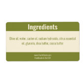 Zakelijke groene off-white product ingrediëntenlij etiket (Voorkant)