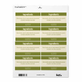 Zakelijke groene off-white product ingrediëntenlij etiket (Full Sheet)